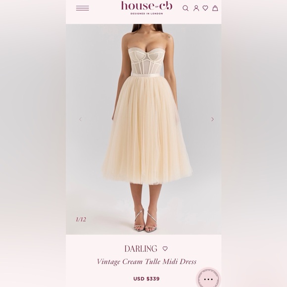 House of CB Dresses & Skirts - NEW House Of CB DARLING Vintage Cream Tulle Midi Dress Sz XS Cup size A-C